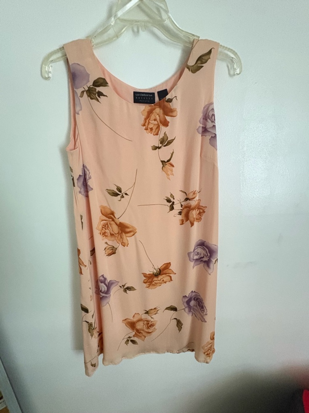 Liz Claiborne Peach Dress with Orange Floral Print